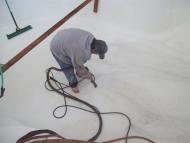 fiber glass pool being soda blasted